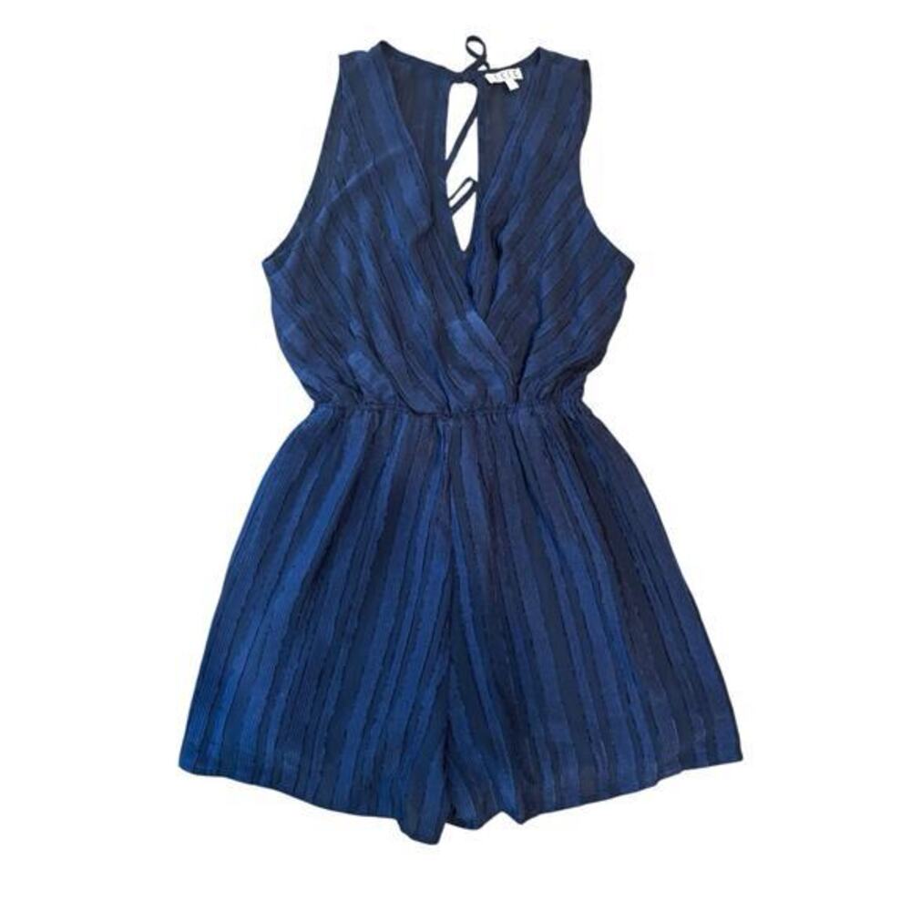 Ladies Boutique TCEC Navy Textured Romper Gameday Sz L Auburn Ole Miss Blue